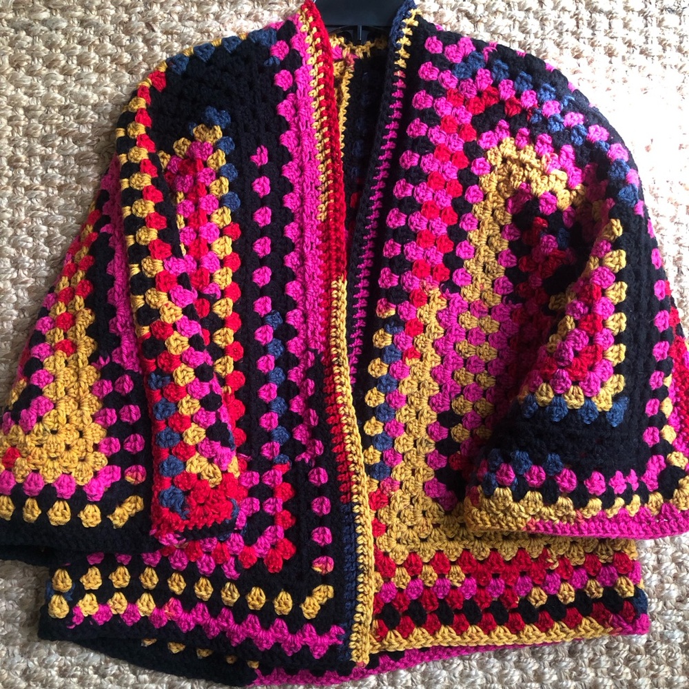 New: Handmade Crochet Hexagon Granny Open Sweater Cardigan. Size Medium - Picture 5 of 15